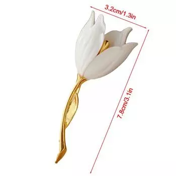 Цветок Тюльпан Эмаль Брошь Булавка Нагрудный Воротник Шарф Декор Ювелирные Изделия Украшения Для Одежды белый
