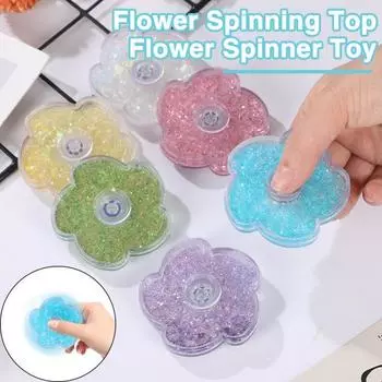 Цветок Волчок Непоседа Игрушка Блеск Зыбучий песок Заполненный Снятие стресса Тренировка гибкости пальцев Спиннер Кончик пальца Гироскоп Дети Подростки Взрослые Подарок синий