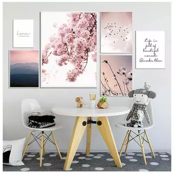 Цветок вишни, небо, птица, цитаты, настенная живопись высокой четкости, холст, картина Северного моря 21cm30cm NoFrame