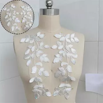 Цветок Зеленый Свежий Зеленый Украшение Кружевные Наклейки Платье Вышивка Кружевной Цветок Ткань Наклейка Кружевной Цветок 31cm*12cm зелёный