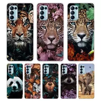 Цветок Животное Тигр Для OPPO Reno7 SE 6 5 ZF 4G 5G Find X2 X3 Neo Lite Pro Plus Прозрачный Мягкий Чехол Для Телефона Coque OPPO Find X2 Neo