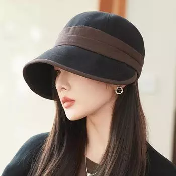 Цветовая гамма, толстая шапка, женская, осень-зима, теплая, рыболовная шапка, теплая, панама чёрный