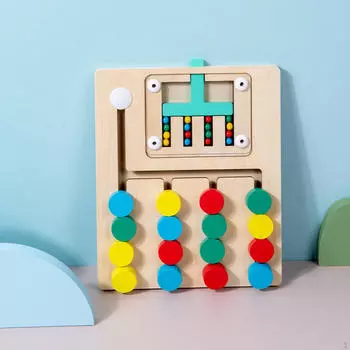 Цветовая головоломка-слайд, развивающая мелкую моторику, деревянная, обучающая 4 Color