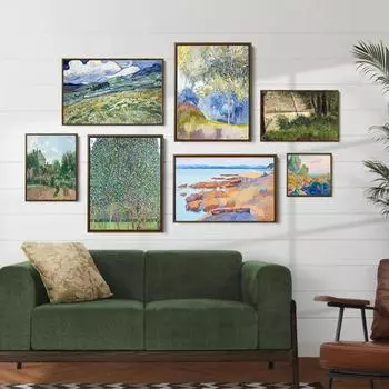 Цветовая система Моне Пейзаж Печать Настенное искусство Северная деревня Река Альпийский постер Красота Холст Художник Украшение гостиной 21x30cm No Frame