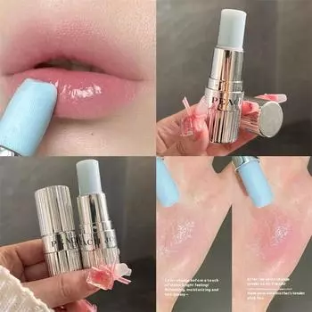 Цветовая температура Цвет меняющий бальзам для губ увлажняющий увлажняющий увлажняющий исчезающий рисунок для губ женское масло для губ [A357 light and translucent baby blue lipstick 8g]
