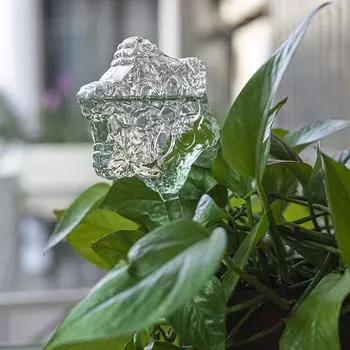 Цветущая стеклянная автоматическая поилка для зеленых растений, горшки для растений, просачивание, капельное орошение, шестиугольный цветок