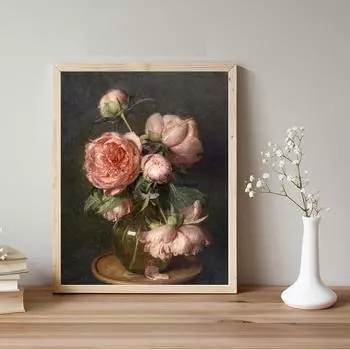 Цветущие пионы, цветок, постер, красочные цветочные принты, бохо, художественная картина на холсте, минималистичная современная настенная картина, домашний декор для спальни 21x30cm No Framed