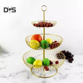 Цветущий букет, 3-х уровневая ретро, простая круглая металлическая бытовая тарелка с фруктами, поднос, подставка, корзина для хранения чёрный