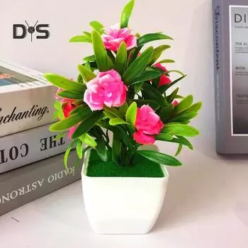 Цветущий букет, искусственный цветок розы, реквизит для фотографии, свадебная вечеринка, домашний стол, декор бонсай розы красного