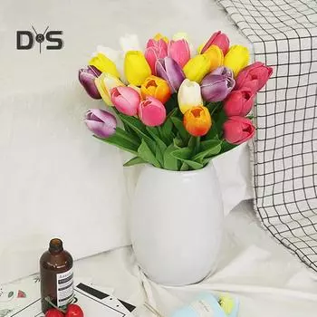 Цветущий букет Искусственный тюльпан Цветочная композиция Настольный домашний декор 5pcs жёлтый