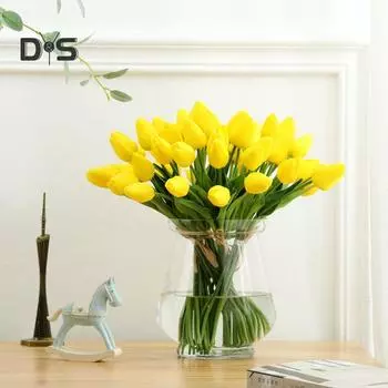 Цветущий букет искусственный тюльпан домашний сад свадебная цветочная композиция настольный декор 10pcs красный