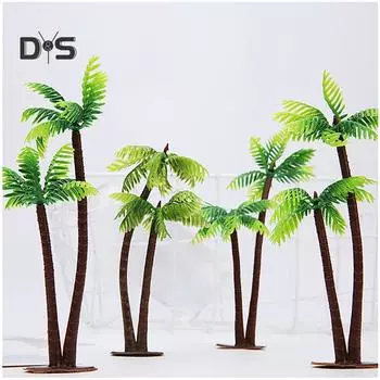 Цветущий букет, пластиковые искусственные растения, мини-кокосовая пальма, инструмент для украшения торта на свадьбу, вечеринку