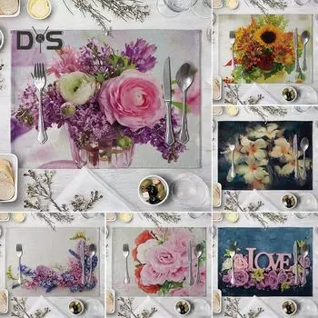 Цветущий букет Подсолнух Колокольчик с принтом Теплоизоляционная подставка для столовых приборов Водонепроницаемая подставка для стола