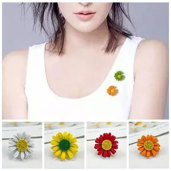 Цветы Броши Маргаритки Значки на лацкане Подсолнух Металлические значки на лацкане Аксессуар для рюкзака оранжевый