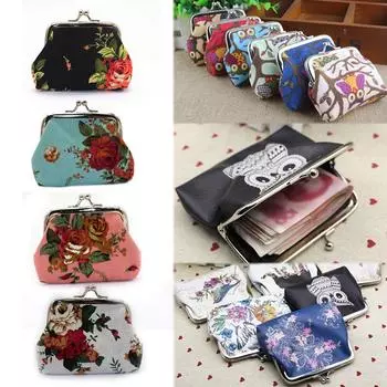 Цветы Дамский кошелек Печать Популярные Холст Держатели для карт Мультяшная кожа Высокое качество Маленький кошелек Кошелек для мелочи Отличные ювелирные аксессуары