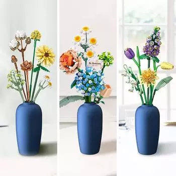 Цветы DIY Блоки Украшение Комнаты Модель Строительные Блоки Игрушки Сборка Игрушка