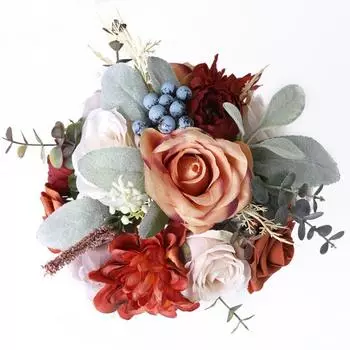 Цветы для броска вручную Букет из искусственных цветов Шелковые цветы Свадебные букеты Искусственные розы Искусственные цветы Цветочная композиция для обеденного стола Декор оранжевый