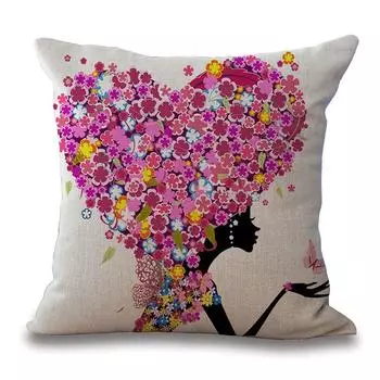 Цветы Фея Девушка с Крылатым Лошадью Хлопок Льняной Наволочка Подушка Чехол