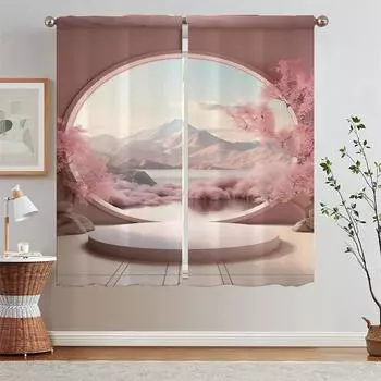 Цветы и деревья Недорогие вещи с бесплатной доставкой для салона штор для интерьера дома 2 дешевые части штор для детской комнаты W50xH70cmx2pcs-CL