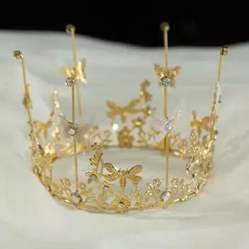 Цветы и украшения, корона для выпечки на день рождения, детская круглая корона для выступлений в студии, головной убор с жемчугом