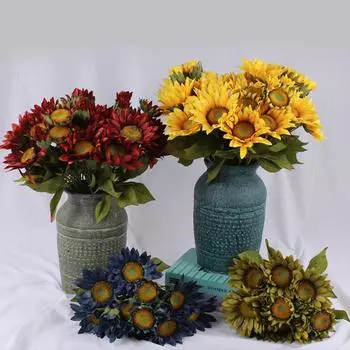 Цветы Искусственные Подсолнухи Фестивали Поддельных Подсолнухов оранжевый