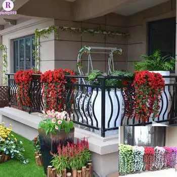 Цветы Искусственный Фиолетовый Цветок Настенная Корзина Глицинии Висячие Гирлянды Виноградные Цветы Поддельные Шелковые Орхидеи синий