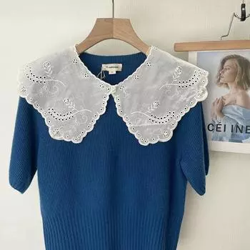 Цветы из ниток, искусственный воротник из жемчужного хлопка, универсальный воротник в литературном стиле для куклы, тонкие и узкие плечи, искусственный воротник, милая женщина, которая омолаживает кофейный