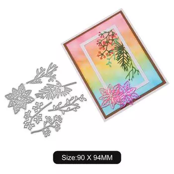 Цветы Листья Ветки Рамка Металл Серебристый Трафарет Тиснение Вырубные штампы Для DIY Скрапбукинг Бумага Альбом Изготовление открыток серебряный