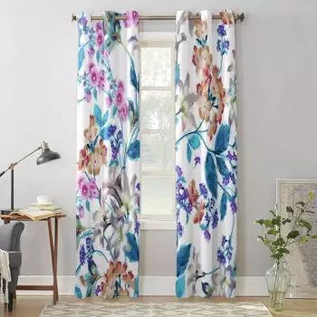 Цветы, листва, ветки, шторы для спальни, гостиной, оконные шторы, жалюзи, кухня, домашний декор, шторы 135W x 60H(cm) x1
