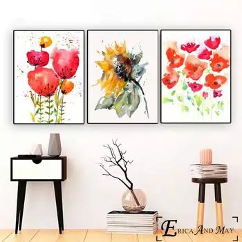 Цветы мака, модные произведения искусства, печать на холсте, современная живопись, постеры, настенные художественные фотографии для украшения гостиной, без рамки 21cm30cm NoFrame