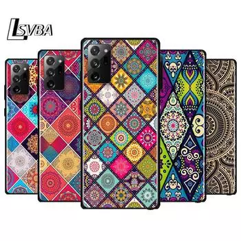 Цветы Мандала для Samsung Galaxy Note 20 Ultra 10 9 8 Pro S10E S10 5G S9 S8 S7 Plus Яркий черный чехол для телефона Samsung S7