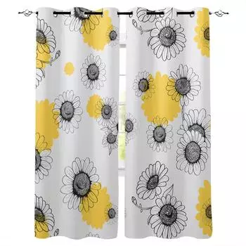 Цветы маргаритки затемняющие шторы для детей детский домашний декор спальня гостиная высокие затемняющие оконные шторы W135 x H60cm