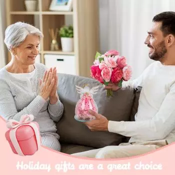 Цветы на День матери Подарки для мамы,Сохраненные цветы Стеклянные фигурки ангелов с сохраненной красной розой,Подарки на годовщину дня рождения для женщин,жен One Size