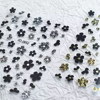 Цветы Наклейки для ногтей Лепестки Переводные картинки Летние украшения для ногтей Лепестки Рельефные слайдеры Маникюр своими руками Декор белый