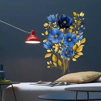 Цветы Наклейки на стены Цветочные наклейки на стены для гостиной Отклеивающиеся и приклеивающиеся цветочные самоклеящиеся наклейки на стены для спальни и детской комнаты Medium