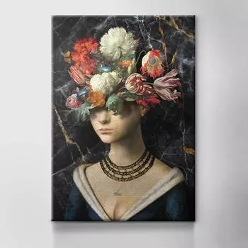 Цветы Перья Женщина Абстрактная Картина на Холсте Стены Искусства Принт Плакат Картина Декоративная Живопись Гостиная Украшения Дома 21x30cm No Frame