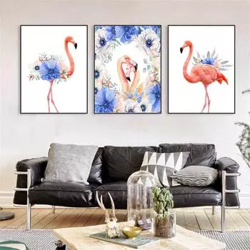 Цветы Плакаты с фламинго скандинавское украшение для дома абстрактная настенная живопись на холсте скандинавский стиль Декор для детской комнаты Cuadros 21cm30cm NoFrame