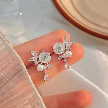 Цветы, похожие на парчовые цветы и капли воды, серьги-сверла, женские сказочные свежие серьги
