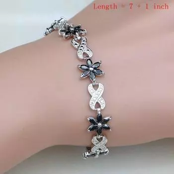Цветы Серебро 925 Ювелирные Изделия Белый Черный Цирконий Ювелирные Наборы Для Женщин Партии Серьги/Кулон/Ожерелье/Кольца/Браслет 8