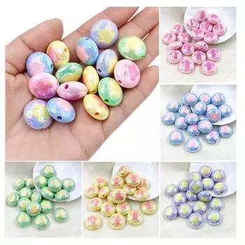 Цветы сплющенные свободные бусины 5 шт. ювелирные аксессуары двухцветные материалы для изготовления УФ-ожерелья мода DIY браслет позолоченный цвет фиолетовый