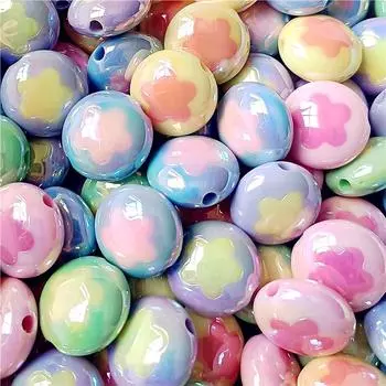 Цветы сплющенные свободные бусины двухцветные УФ модные ювелирные изделия аксессуары материалы для изготовления браслета своими руками покрытый цвет 5 шт. ожерелье синий