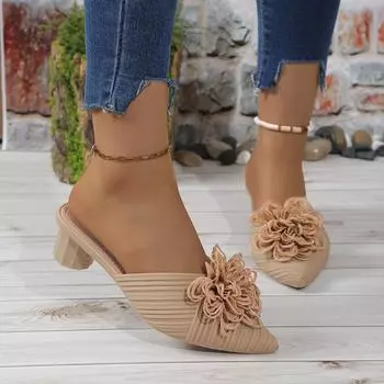 Цветы Туфли на высоком каблуке Женские туфли-лодочки Шелковые Роскошные Дизайнерские Сандалии Сексуальные Вечерние Туфли-лодочки Остроносые Металлические Цветы Шпильки Женские 36