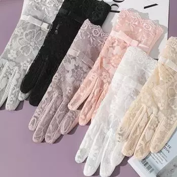 Цветы Варежки Галстук-бабочка Солнцезащитные перчатки Модные солнцезащитные перчатки Вождение автомобиля pink-snow lotus