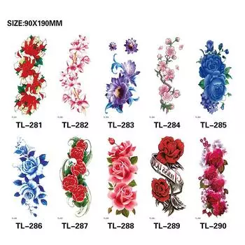 Цветы Временные татуировки Водонепроницаемые наклейки-консилеры для боди-арта Временные наклейки для татуировок