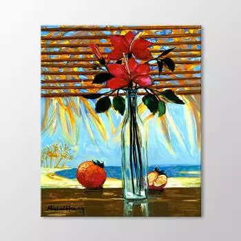 Цветы в бутылочном столе