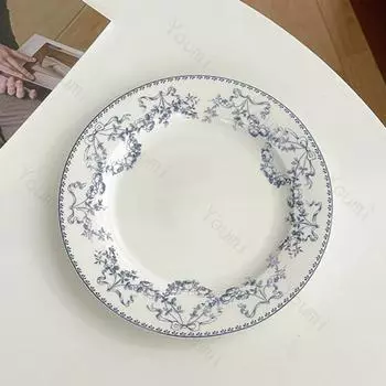 Цветы во французском стиле Керамическая тарелка Ретро Ресторан Паста Десерт Обеденная тарелка Домашняя тарелка для завтрака Салат Изысканная столовая посуда