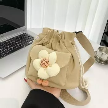 Цветы женские сумки новая мода холст затягивающийся шнурок сумка через плечо для женщин милые путешествия отпуск сумки-мессенджеры