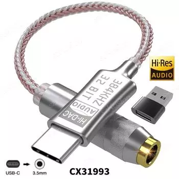 CX31993 HiFi USB Type C на 3,5 мм усилитель для наушников ЦАП аудиодекодер IEM AMP адаптер для мобильного телефона конвертер Type-C 32b/384kHz