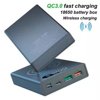 CX5 Power Bank Case Solderless Detachable DIY 5x18650 QC Portable Charger Case without Wireless Charging Ordinary Type белый