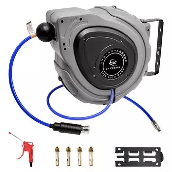 CXCESNS Air Hose Reel 20m Wall Mounted Ceiling Mounted Automatic Winding Air Reel Auto Rotatable Hose with Bracket Retractable Pneumatic Tool Diameter серый